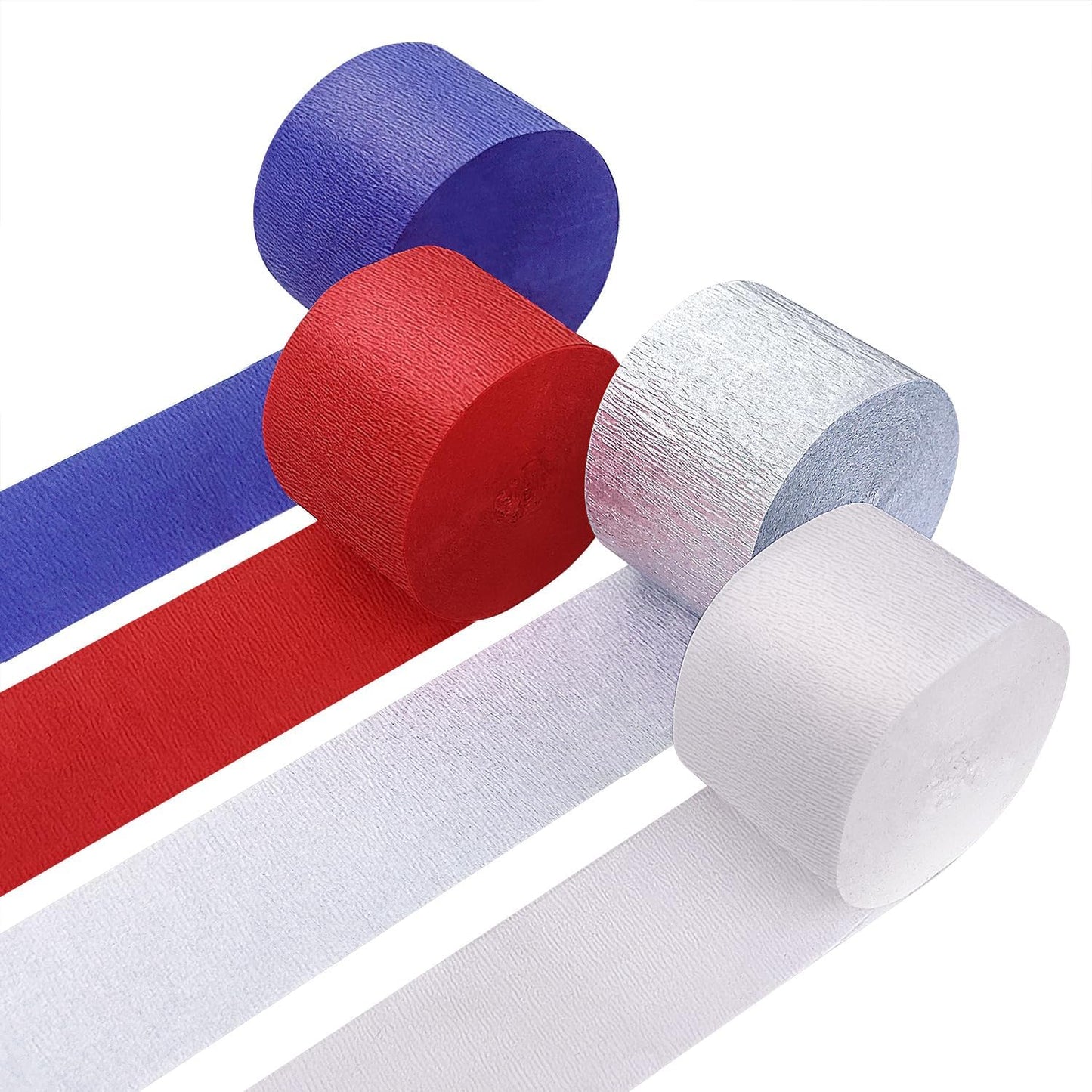 4 Crepe Paper Streamers Rolls, 328ft Pack of Red and White Crepe Paper for Birthday Baby Shower Wedding Christmas Valentines Day Party Decorations (1.8 inch x 82 ft/Roll)