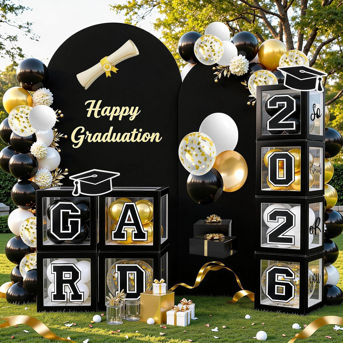 Graduation Decorations 2026 Graduation Party Decorations Set of 4 Boxes with 129pcs Balloons Arch Garland Kit Party Supplies for Any Grades Blue