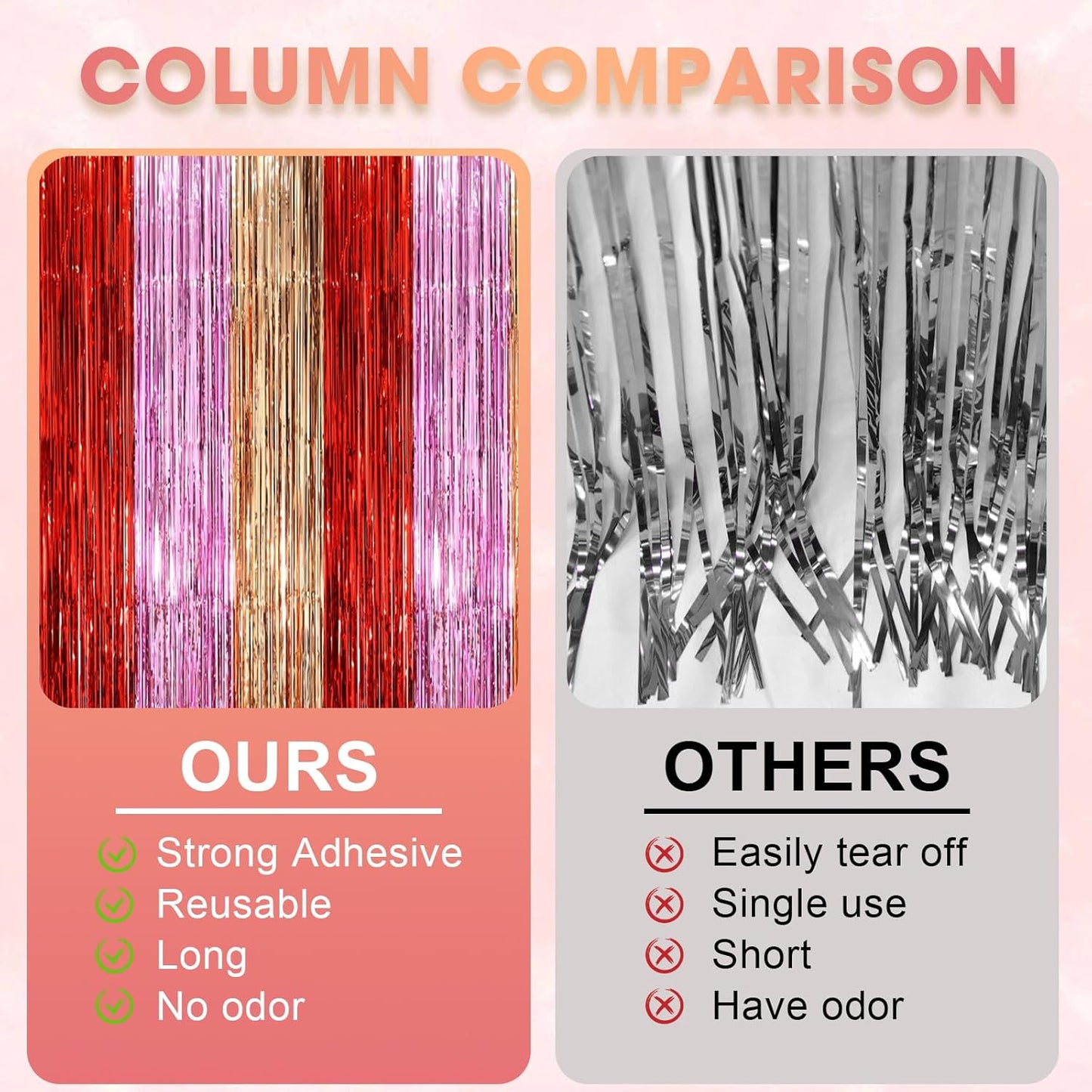 Voircoloria 3 Pack 3.3x8.2 Feet Gold Foil Fringe Backdrop Curtains, Tinsel Streamers, Fringe Backdrop for 2025 New Years Eve, Graduation, Birthday, Baby Shower, Gender Reveal, Disco Party - Colors A