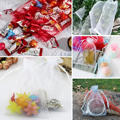 ANZNKU Pink Organza Bags 4 x 6 in 50PCS, Small Gift Bags for Goodie Candy Jewelry Soap Packaging, Cute Little Mesh Bag Drawstring Bulk for Wedding Birthday Party Favor Baby Shower & Easter Gifts Wrap