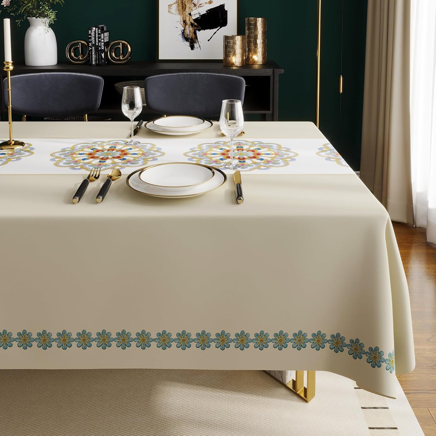 Rectangle Table Cloth,100% Waterproof Tablecloth Oil Proof Spill Proof Vinyl Table Cloth, Wipe Clean Plastic Table Cover for Dining, Camping, Indoor and Outdoor 52" x 70",Leaves