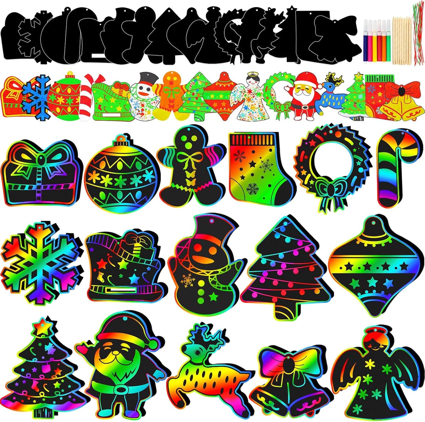 Natonhi 32Pcs Halloween Crafts for Kids Rainbow Scratch Mask, Halloween Games Scratch Art and Craft Kit Classroom Activities Favors Party Supplies