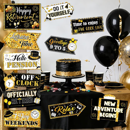 24 Pieces Retirement Decorations Retirement Party Directional Sign Retired Welcome Signs for Adults Retirement Themed Party Decorations Birthday Party Supplies