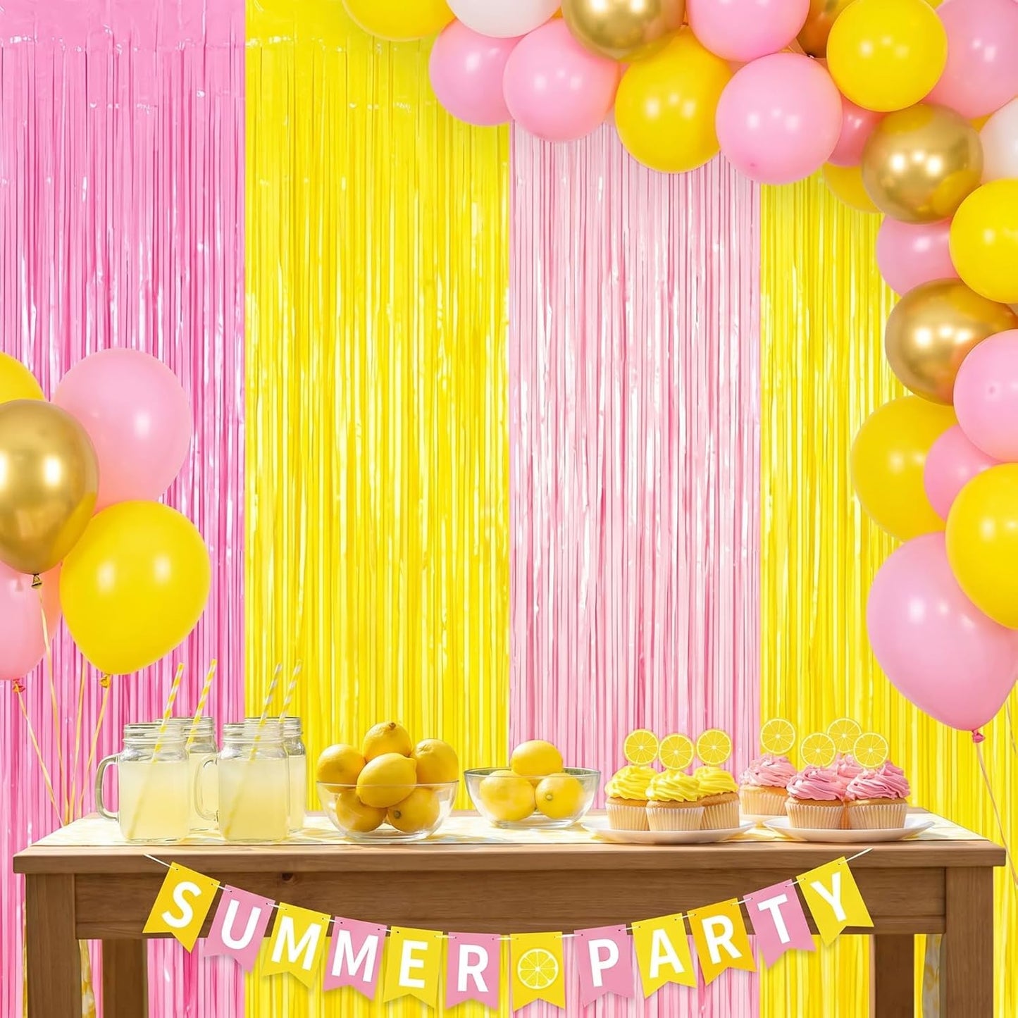Frienda 4Pcs Sunset Party Decorations 6.6Ft Fringe Curtains Party Decorations Pink and Orange Backdrop Curtains for Sunset Autumn Thanksgiving Bridal Wedding Graduation Backdrop Decor
