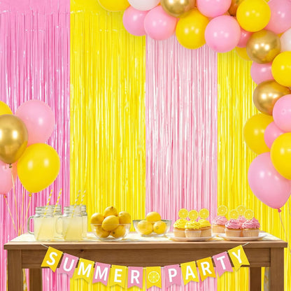 Frienda 4Pcs Sunset Party Decorations 6.6Ft Fringe Curtains Party Decorations Pink and Orange Backdrop Curtains for Sunset Autumn Thanksgiving Bridal Wedding Graduation Backdrop Decor