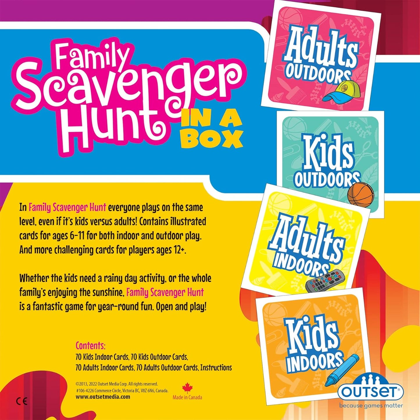 Family Scavenger Hunt in A Box - Updated Version, Outset Media, Indoor & Outdoor Game for Children & Families, Search for Objects On Your Cards, 2+ Players, Kids & Adults Ages 6+
