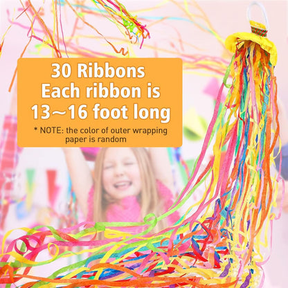 30 Pieces Hand Throw Streamers Confetti Poppers No Mess Paper Crackers for Birthday Wedding Celebrations Graduation Party Favors Shows