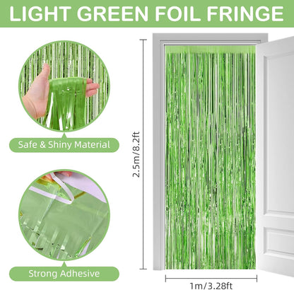 Silver Fringe Curtain Party Streamers, 12 Pack 3.3ft x 8.2ft Foil Curtain Backdrop Tinsel Foil Fringe Curtains Photo Booth Backdrop Streamer for Birthday, Wedding, Baby Shower, Disco Party