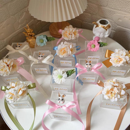 KissYou Acrylic Box Clear Boxes with Lid 12 Packs Small Candy Box Display Square Cube Wedding Graduation Party Decorations Jewlry Gift Box