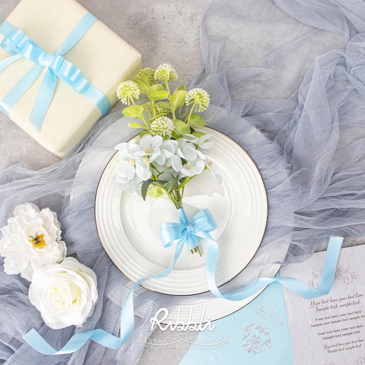 Ribbli Double Faced White Satin Ribbon,3/8” x Continuous 25 Yards,Fabric Ribbon use for Bows Bouquet,Gift Wrapping,Floral Arrangement