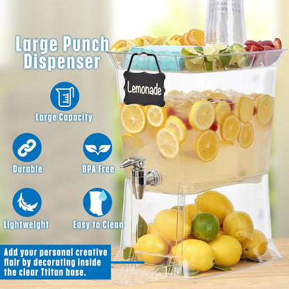 Buddeez Tritan™ Beverage Dispenser with Party Tray Lid - 2.5 Gallon Cold Drink Dispenser for Juice, Iced Tea, Lemonade, Water