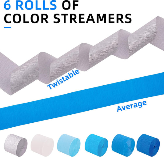 Crepe Paper Streamers 6 Rolls Rainbow Streamers 2.2 Inches 738 Feet, Streamers Party Supplies for Birthday, Wedding, Baby Shower, Bachelorette Party, Graduations Decorations, DIY Crafts