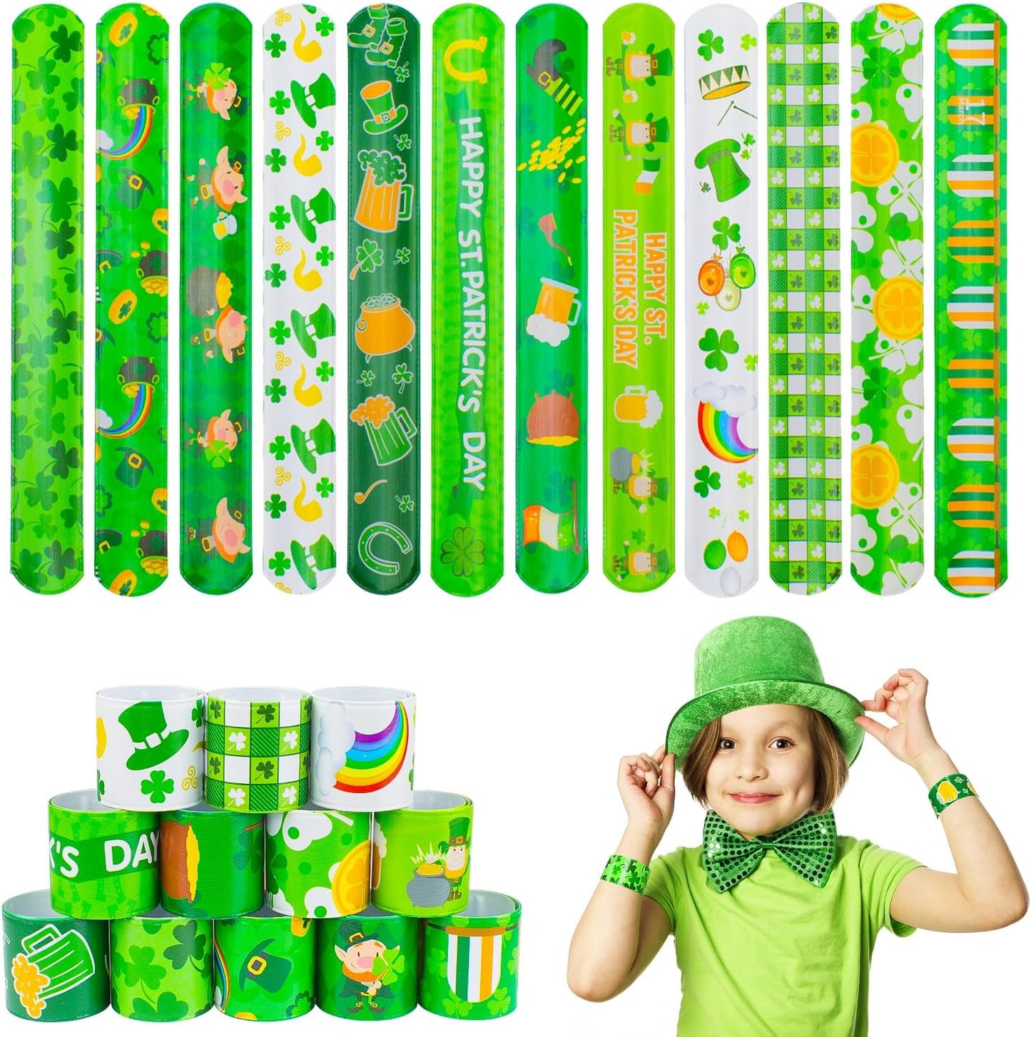 48 pcs 4th of July Slap Bracelets Toys, 4th of July Party Favors Supplies Patriotic Accessories Decorations