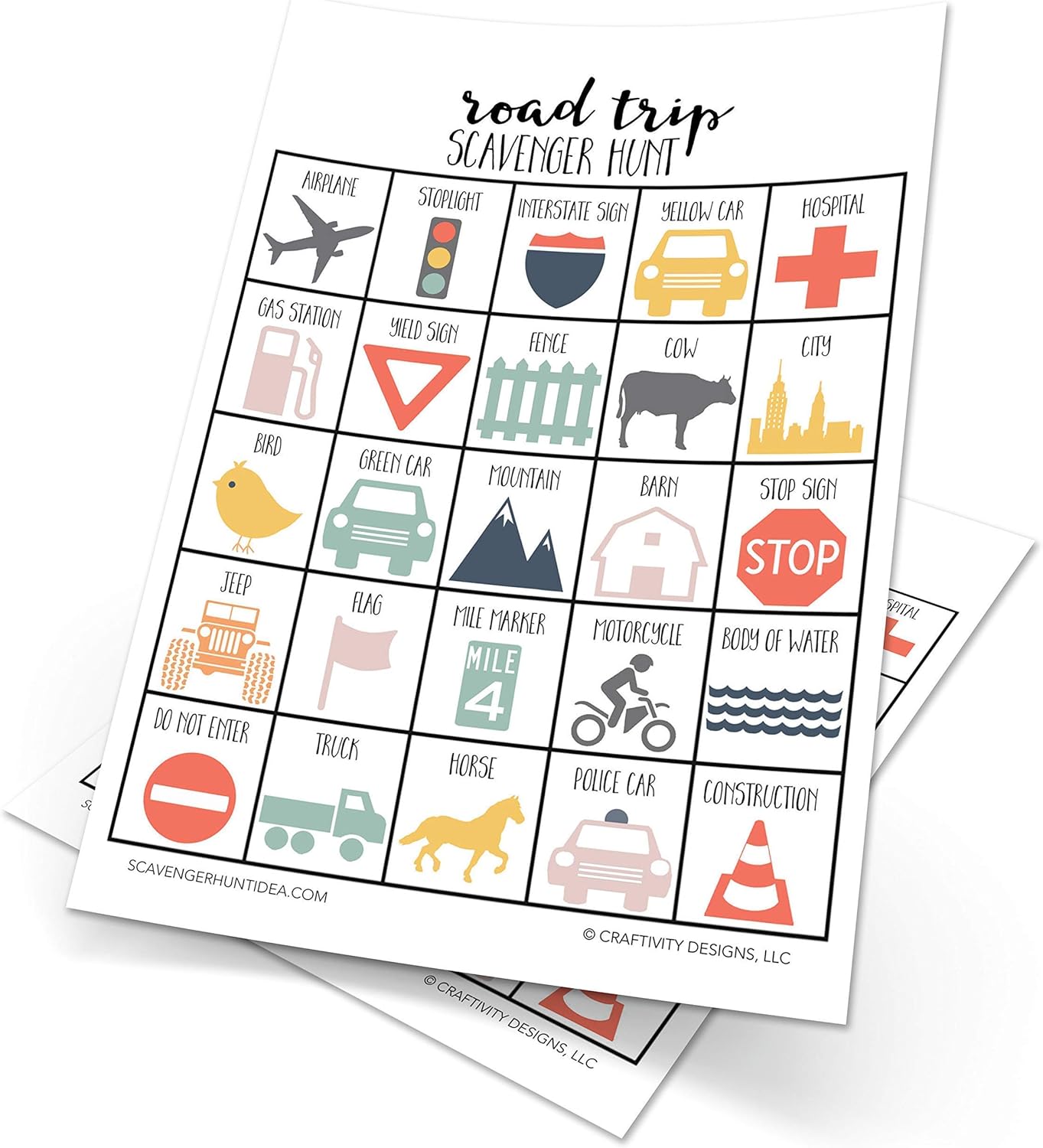 Road Trip Scavenger Hunt Games for Kids, Outdoor or Indoor, Birthday Party, Travel Activities, 10 Dry Erase Markers and Cards, Educational Family Game Night