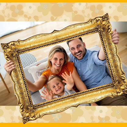 Beeveer Upgraded 32 x 24 Inch Large Photo Booth Props Picture Frame Vintage Photo Frame Friends Selfie Props for Wedding Mexico Birthday Bachelorette Party Supplies(Gold Style)
