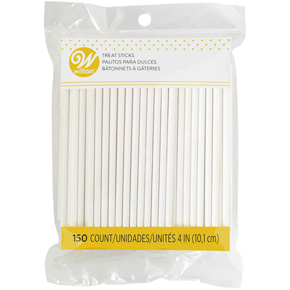 Wilton White Treat Sticks - Paper Sticks for Cake Pops, Lollipops & More - Baking Essentials - Candy Crafting Tools - 4-Inch - 150 Count