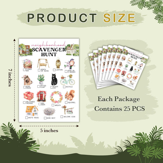 Neighborhood Scavenger Hunt Cards, Seek and Find Camping Games, Outdoor Yard Treasure Hunt Game for Adults, Spring Summer Holiday Party Supplies -05