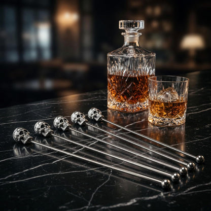 Homestia 7.5" Stainless Steel Cocktail Stirrers with Cute Animal Design, Set of 6 Reusable Swizzle Sticks for Coffee, Martini, Drinks - Dishwasher Safe Metal Bar Tools Stir Sticks