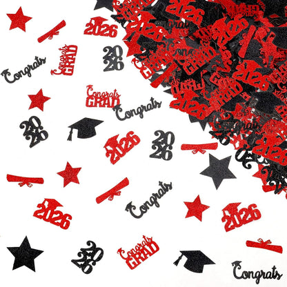 Black Gold Graduation Confetti Class of 2026 Black Graduation Cap, 200Pcs Glitter Stars Confetti Sprinkles, Table Congrats Grad Confetti for Graduation Party Table Decorations