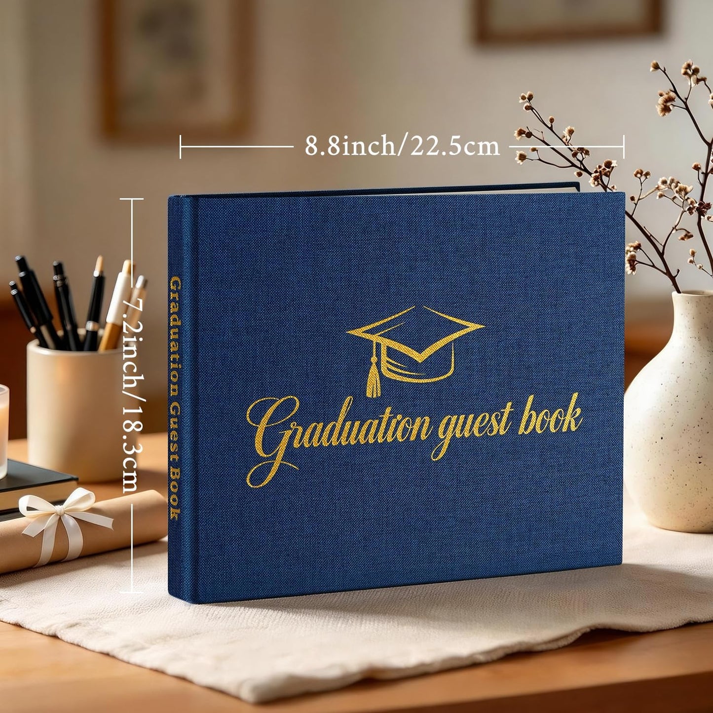Artmag 2026 Graduation Guest Book Fabric Hardcover Signs Signature Graduation 100 Pages Guest Book Grad Memory Scrapbook for College Gifts (Black)