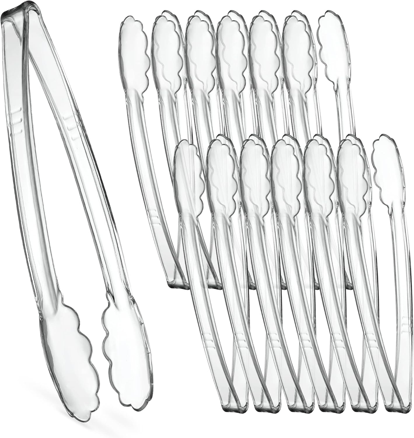 [Black Tongs 7.5'' Inches] Plasticpro 7.5'' Serving Tongs Heavy Duty Reusable Kitchen and BBQ Black Serving Tong for party's, Caterings, Events, Buffet, Weddings, And every Day use Pack of 12