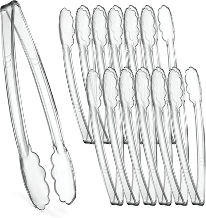 [Black Tongs 7.5'' Inches] Plasticpro 7.5'' Serving Tongs Heavy Duty Reusable Kitchen and BBQ Black Serving Tong for party's, Caterings, Events, Buffet, Weddings, And every Day use Pack of 12