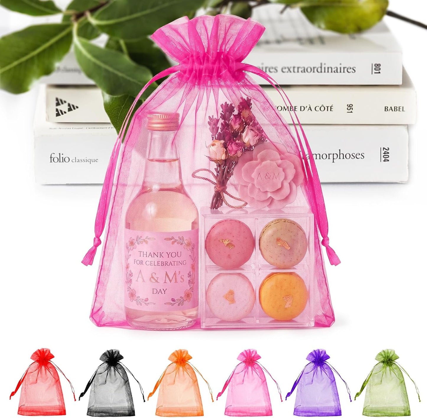 ANZNKU 50PCS Organza Bags 6x9 Large White Gift Bags for Candy Goodie Sachet Jewelry, Mesh Bag Drawstring Sheer Packaging Pouches for Wedding Favors Mother's Day Birthday Party Baby & Bridal Shower