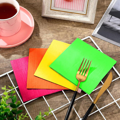 Layhit 100 Pcs Cocktail Napkins Disposable Beverage Napkins Square Paper Dessert Tissue for Wedding Birthday Celebration Party Supplies(Brown Series,5 x 5 Inch)