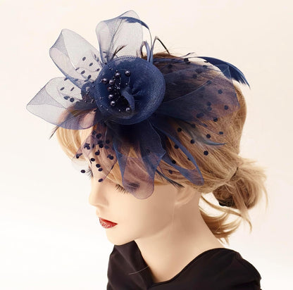 Fascinators Hat Women Tea Party Headband Flower Cocktail Mesh Feathers Hair Clip Kentucky Derby Hat Wedding