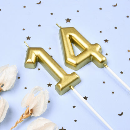 2.76 Inch Classical Gold 5 Number Birthday Candles, Gold Number Candles, Cake Number Candles, Party Celebration