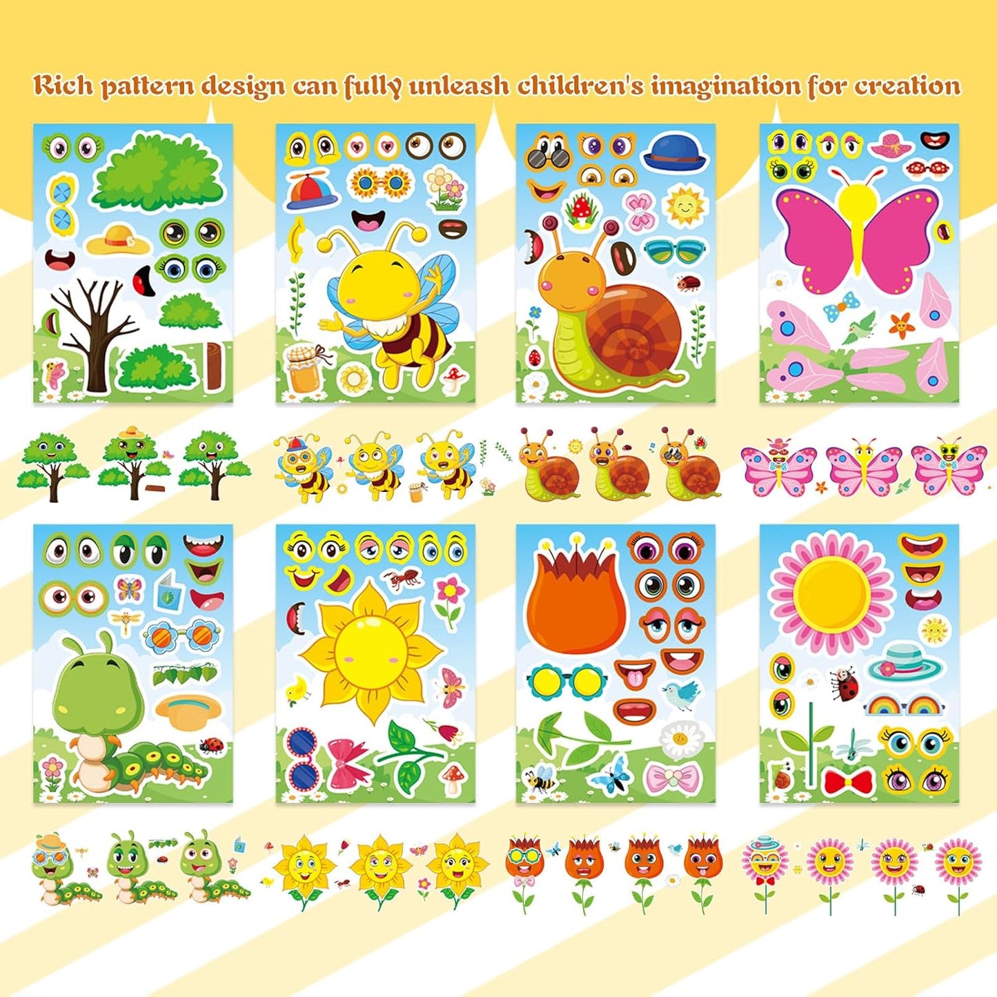 24 Sheets Make a Face Stickers for Kids Toddlers, Make Your Own Animal Mix and Match Sticker Sheets with Sea Animals Horses Dinosaurs Unicorns for Kids Crafts Party Favors Goodie Bags Stuffers