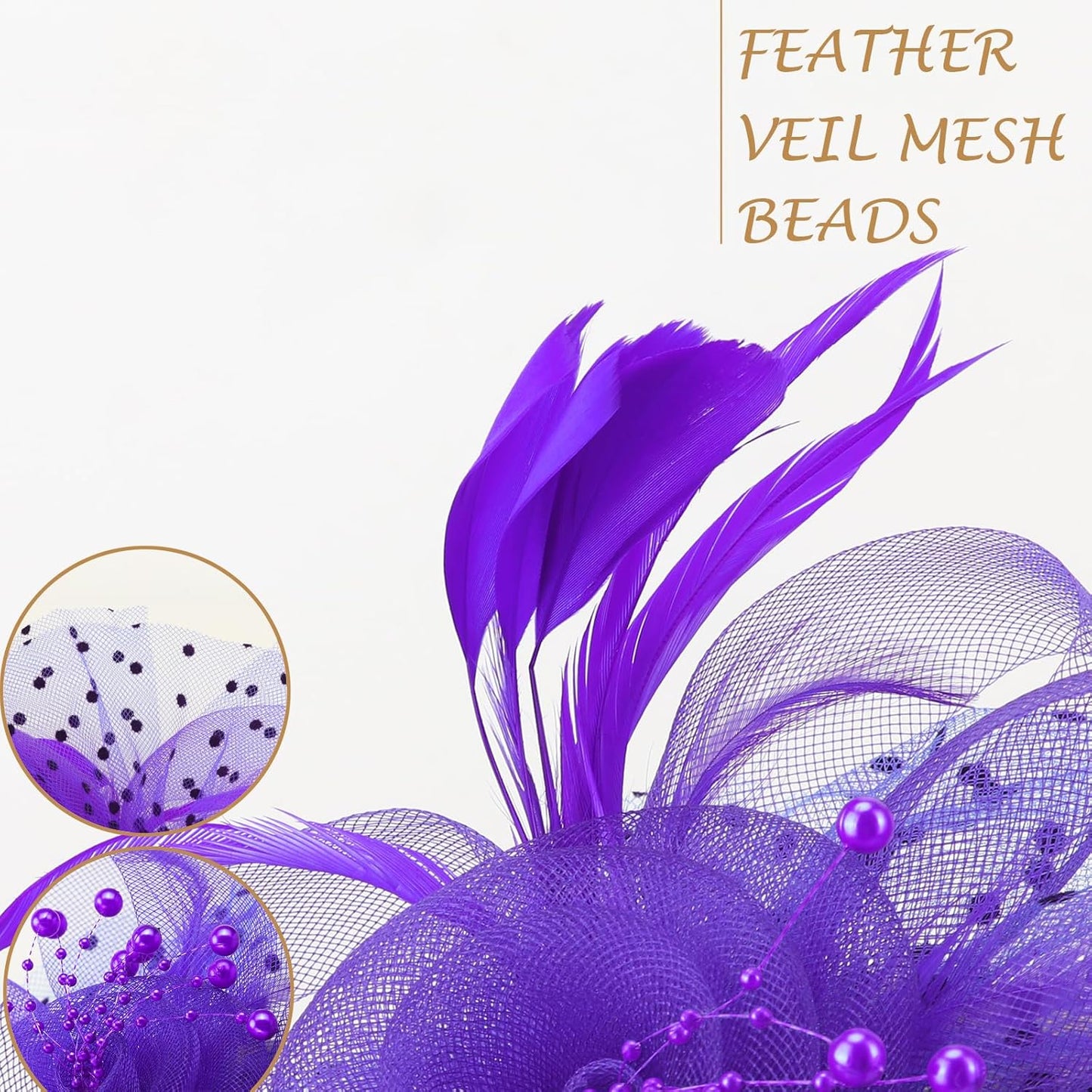 DRESHOW Fascinators Hat Flower Mesh Ribbons Feathers on a Headband and a Clip Tea Party Headwear for Girls and Women - Colors A