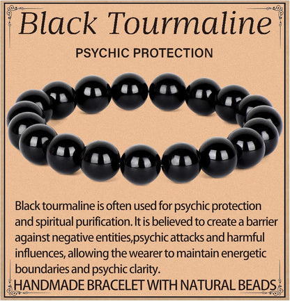 LPBeads Handmade Natural Gemstone Stretch Elastic Bracelet Healing Crystal Round Stone Beads Jewelry Gifts for Women Men