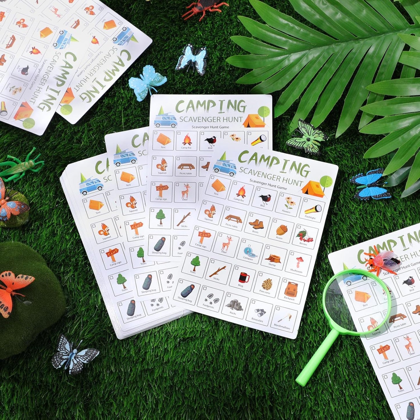 Hoolerry 30 Pcs Nature Scavenger Hunt for Kids Road Trip Game Car Spring Summer Easter Scavenger Hunt Cards Travel Activities Camping Games Outdoor Indoor Seek Activity for Kids Adults(Nature)