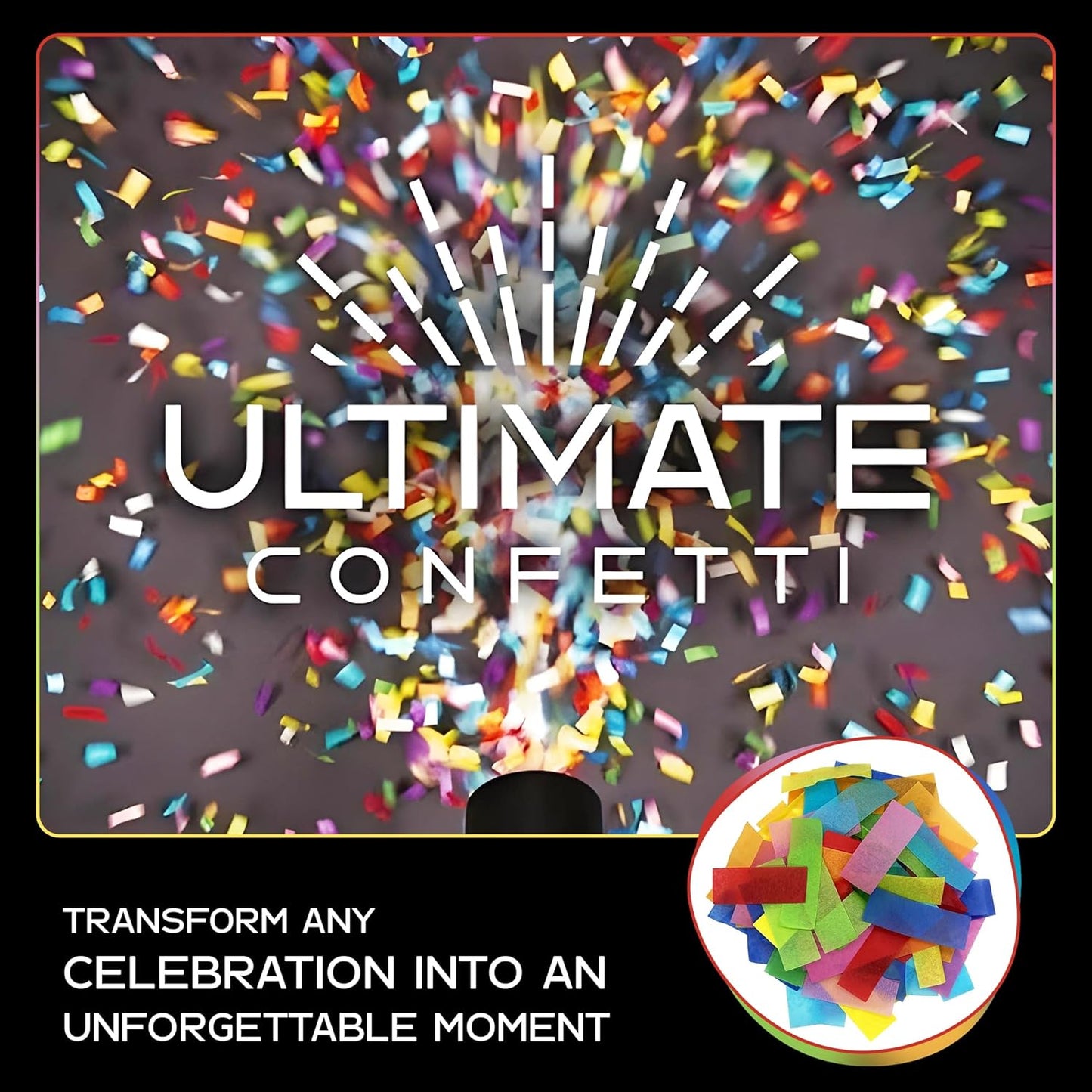Ultimate Confetti, Multicolor Biodegradable Confetti - Rectangular Fluttering Tissue Paper Confetti for Cannon and Launcher use - Best for Holidays, Birthday, Wedding, and Parties - 1 lb, 16 oz