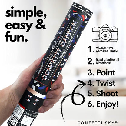 Confetti Sky [6 Pack] 12 Inch Confetti Cannons | Multicolor Confetti Poppers for Wedding Celebration, Birthday Party, Pranks, Graduation, Christmas Eve and New Year Celebration