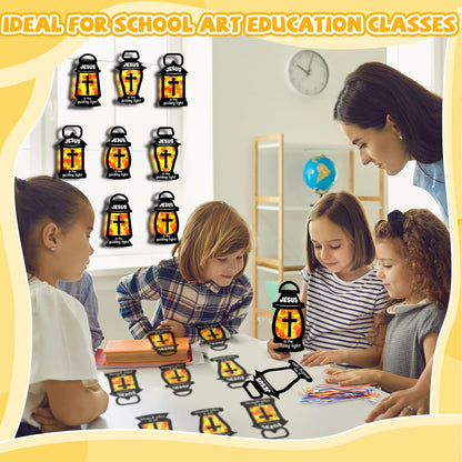 QOUBAI 32 Sets Stars Suncatchers Craft Back to School DIY Stained Glass Window Patriotic 4th of July Paper Craft Home School Classroom Decor Kid Birthday Gift Creative Art Activity Game - Colors B