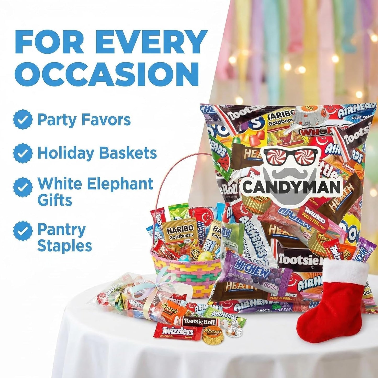 CANDYMAN Bulk Candy Variety Pack - 80+ Pieces, 2 LB Individually Wrapped Chocolate & Candy Mix, Father's Day, Fillers, Piñata Stuffers, Party Favors, Goodie Bags, Father's Day, Ship with Ice
