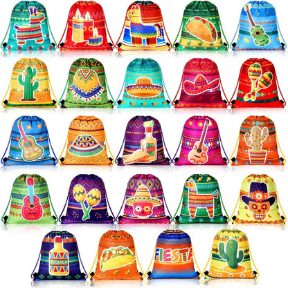 Marsui 24 Pcs Glowing Party Favor Drawstring Bags Gift Goodie Candy Favors Bags for Birthday Party Supplies