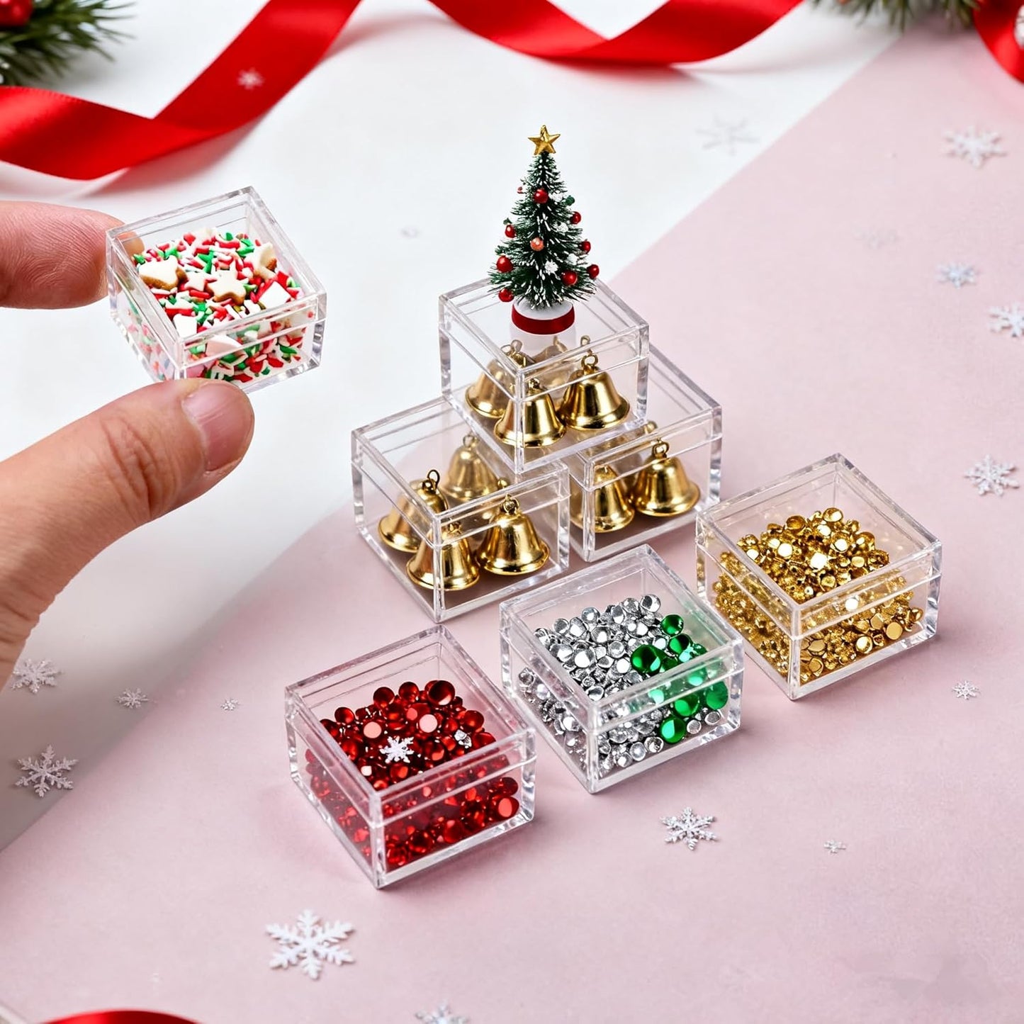 KissYou Acrylic Box Clear Boxes with Lid 12 Packs Small Candy Box Display Square Cube Wedding Graduation Party Decorations Jewlry Gift Box
