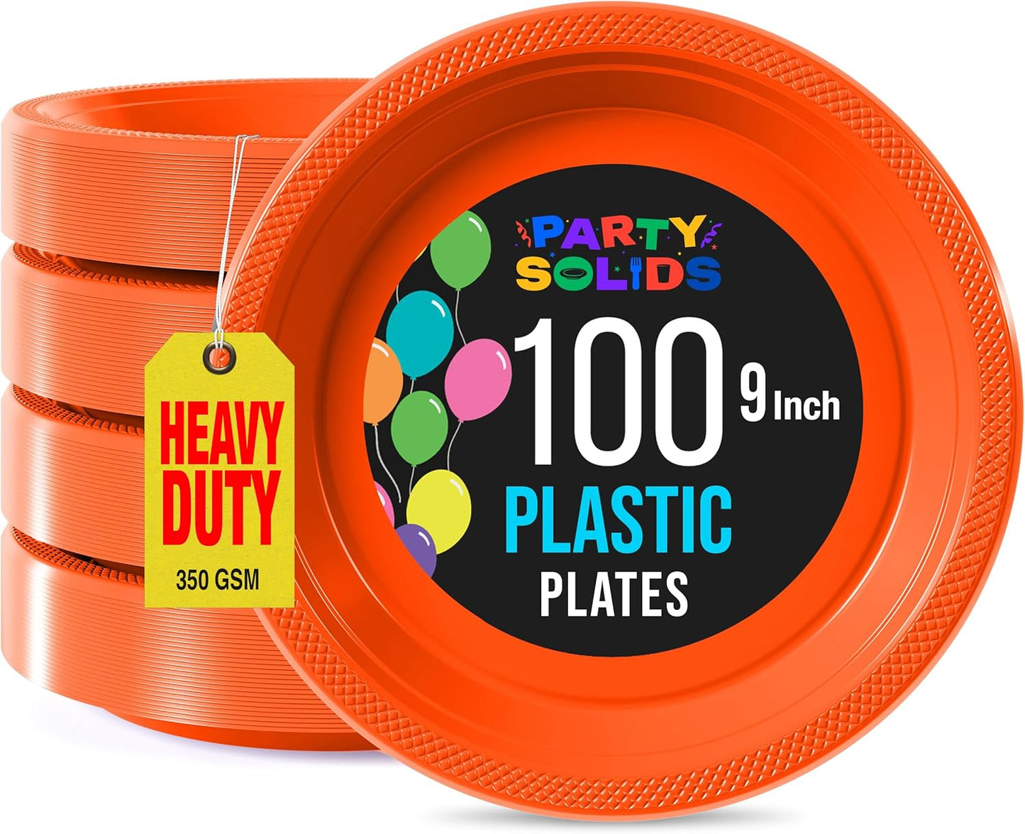 Party Solids Black Plastic Plates For Party 10" Black Disposable Plates For Party Supplies 100 Pcs Plastic Dinnerware Sets Heavy Duty 350 GSM Disposable Dinnerware Set