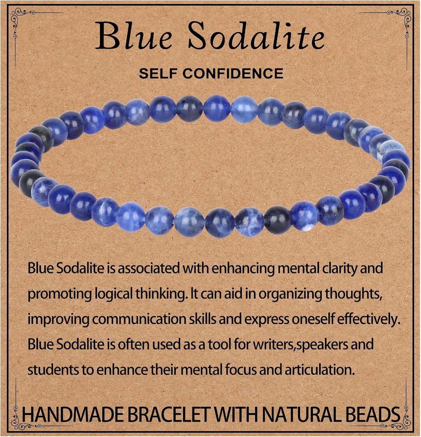 LPBeads Handmade Natural Gemstone Stretch Elastic Bracelet Healing Crystal Round Stone Beads Jewelry Gifts for Women Men