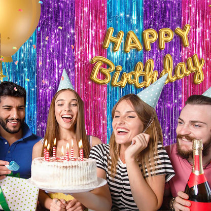 Black Fringe Curtain Party Streamers 2Pack 3.3x8.3 Ft Foil Fringe Backdrop Curtains for Birthday Wedding Bridal Baby Shower Halloween Decor Tinsel Streamers Black Party Decorations Door Streamers