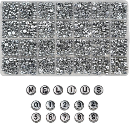 Melius 1450Pcs Acrylic Glow Letter Beads, Alphabetical Glowing in The Dark Beads in 28 Grid Box for Jewelry Making, DIY Bracelets, Necklaces, Key Chains (Glowing, 4x7mm)