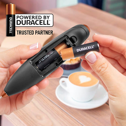 Zulay Kitchen Powerful Milk Frother Wand With Duracell Batteries - Ultra Fast Handheld Drink Mixer - Electric Whisk Foam Maker for Coffee, Lattes, Cappuccino & Matcha - Z1 Motor - Black - Colors D