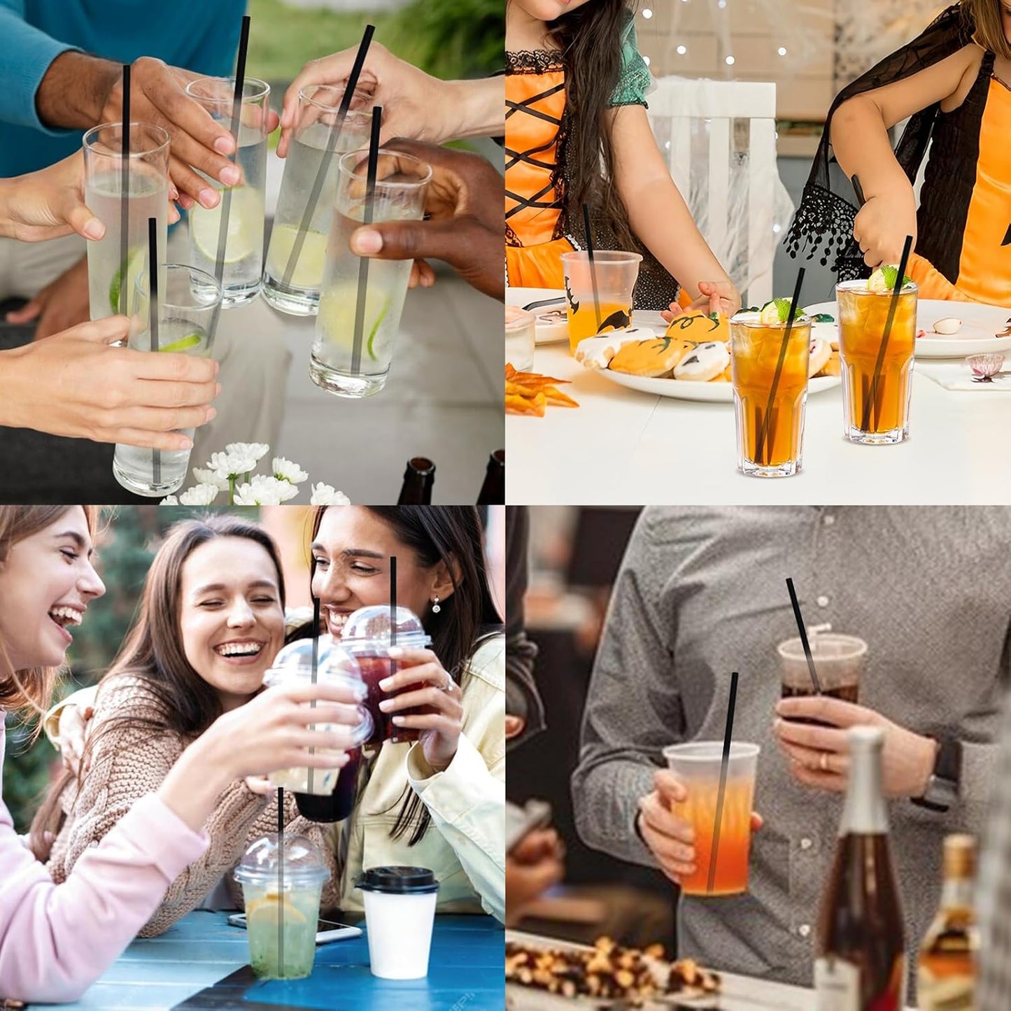 Disposable Paper Straws Solid Green - 7.75'' x 0.24'', 100 Counts - for Drinking, Beverage, Juice, Soda, Bar Supplies