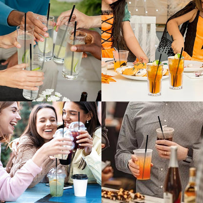 Disposable Paper Straws Solid Green - 7.75'' x 0.24'', 100 Counts - for Drinking, Beverage, Juice, Soda, Bar Supplies
