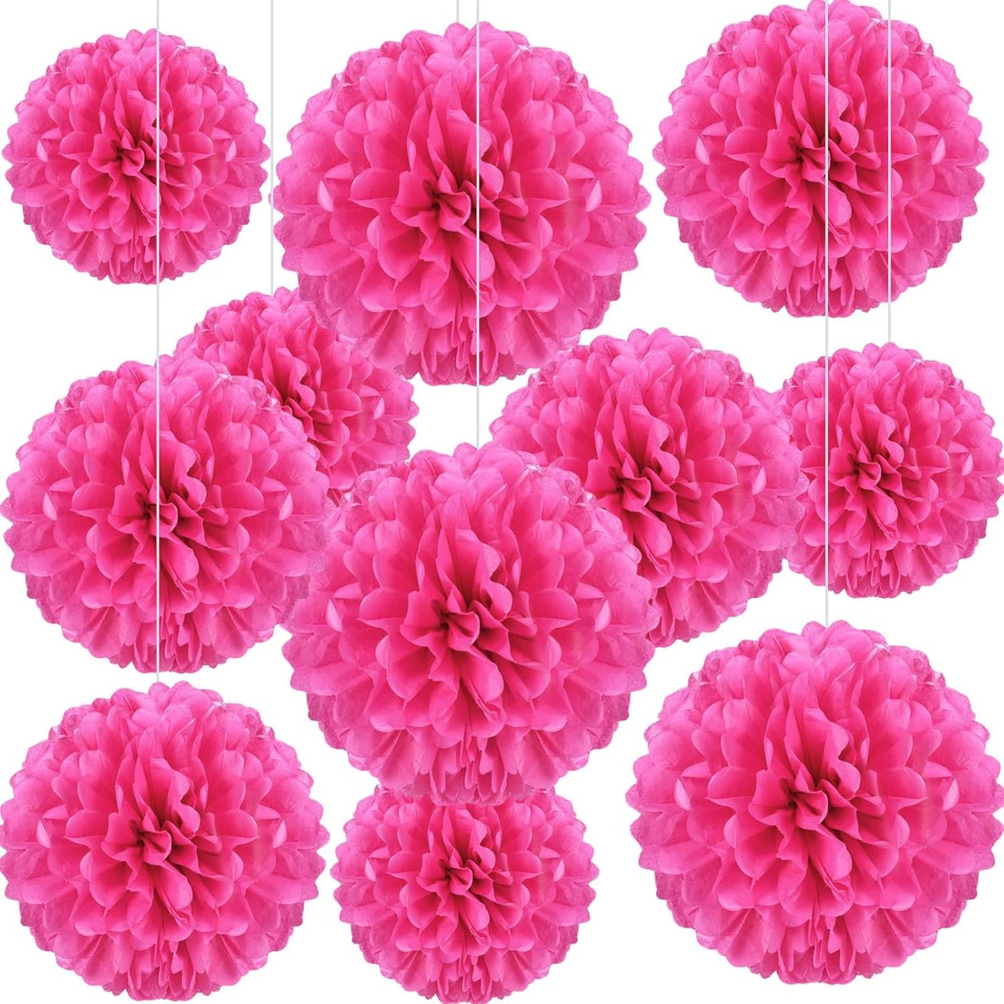 20 PCS Orange Tissue Paper Pom Poms, Tissue Pom Poms Flowers, Sizes of 6", 10", 12", 14" Hanging Paper Flower Ball for Wedding, Birthday, Halloween, Christmas, Baby Shower Party Decor