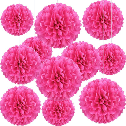 20 PCS Orange Tissue Paper Pom Poms, Tissue Pom Poms Flowers, Sizes of 6", 10", 12", 14" Hanging Paper Flower Ball for Wedding, Birthday, Halloween, Christmas, Baby Shower Party Decor