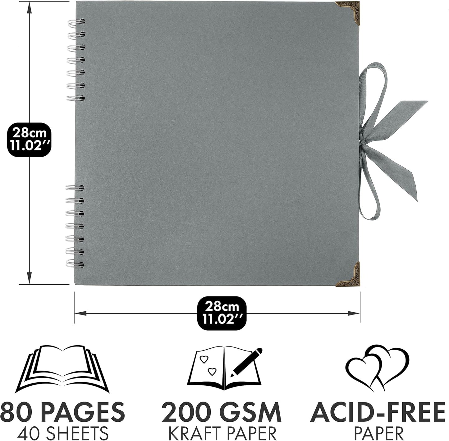 Bstorify Scrapbook Album 60 Pages (8 x 8 Inch) Brown Thick 200gsm Kraft Paper, Photo Album Scrapbook, Memory Book - Ideal for Your Scrapbooking Albums Art & Craft Projects